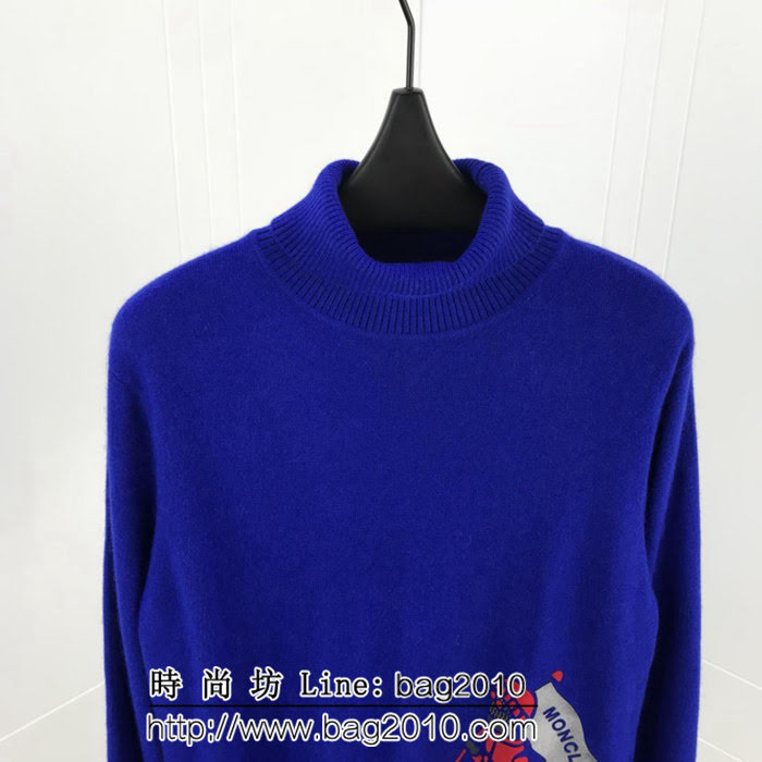 MONCLER蒙口 18ss秋冬新款 滑雪主題圖案 高領 藍色貂絨 男款羊毛衫 ydi1955